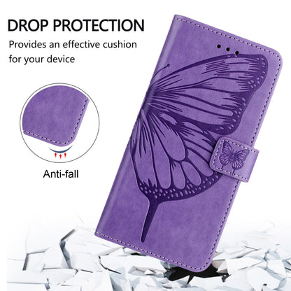 For iPhone 16 Plus Embossed Butterfly Leather Phone Case(Light Purple) - iPhone 16 Plus Cases by PMC Jewellery | Online Shopping South Africa | PMC Jewellery | Buy Now Pay Later Mobicred