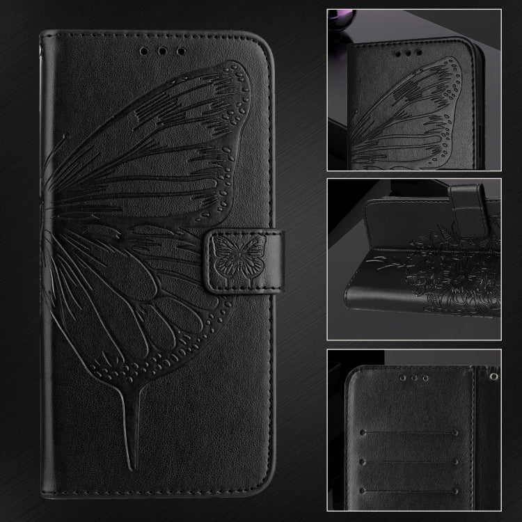 For iPhone 16 Embossed Butterfly Leather Phone Case(Black) - iPhone 16 Cases by PMC Jewellery | Online Shopping South Africa | PMC Jewellery | Buy Now Pay Later Mobicred