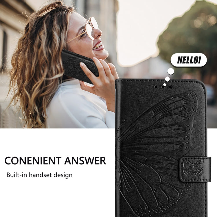 For iPhone 16 Embossed Butterfly Leather Phone Case(Black) - iPhone 16 Cases by PMC Jewellery | Online Shopping South Africa | PMC Jewellery | Buy Now Pay Later Mobicred