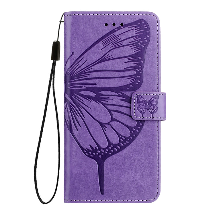 For iPhone 16 Embossed Butterfly Leather Phone Case(Light Purple) - iPhone 16 Cases by PMC TechLife | Online Shopping South Africa | PMC TechLife | Buy Now Pay Later Mobicred