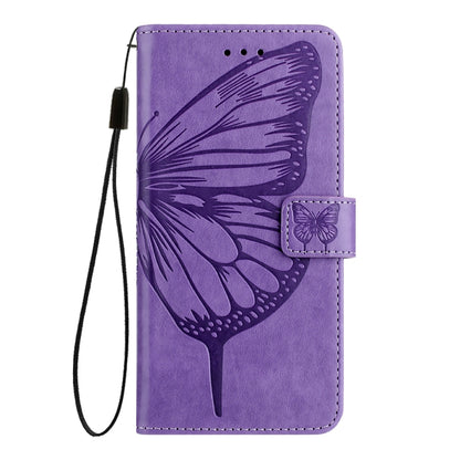 For iPhone 16 Embossed Butterfly Leather Phone Case(Light Purple) - iPhone 16 Cases by PMC Jewellery | Online Shopping South Africa | PMC Jewellery | Buy Now Pay Later Mobicred