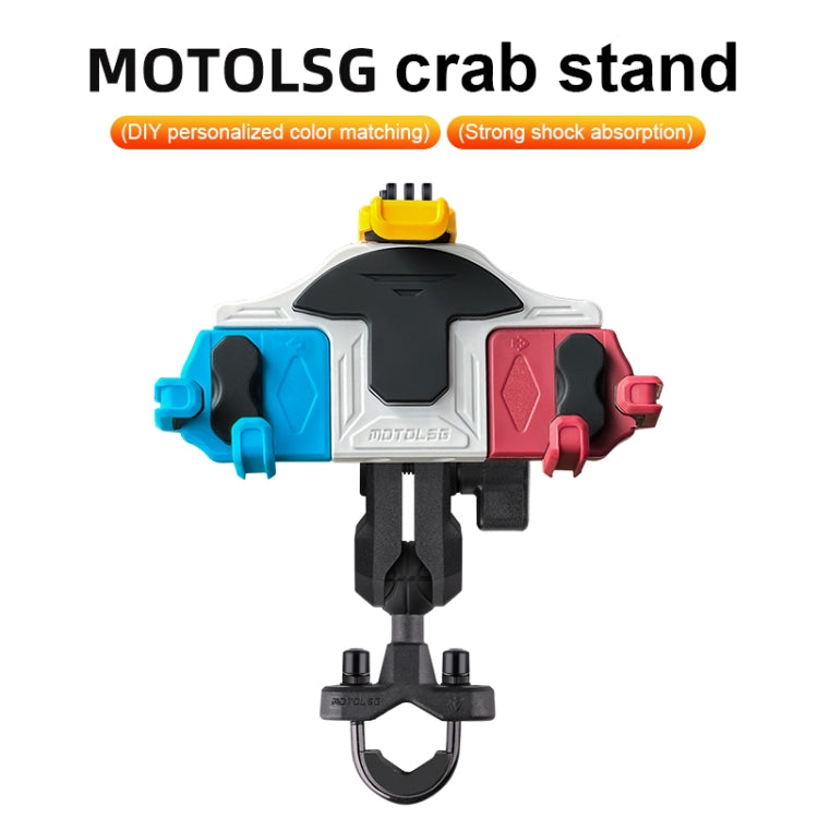 MOTOSLG Crab Motorcycle Phone Clamp Bracket L-Type Rear Mirror Mount with Anti-theft Lock(Black) - Holder by MOTOLSG | Online Shopping South Africa | PMC Jewellery | Buy Now Pay Later Mobicred