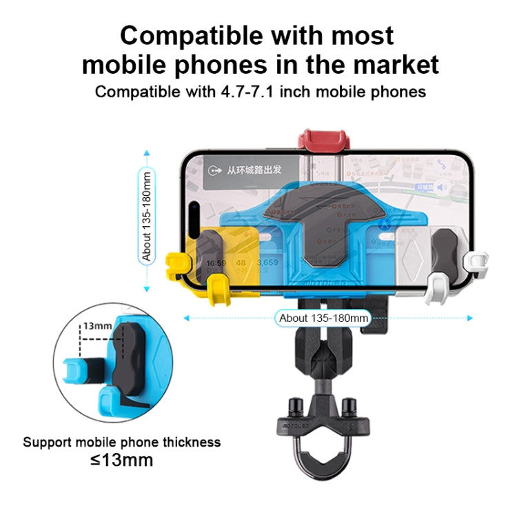 MOTOSLG Crab Motorcycle Phone Clamp Bracket U-Type Headbar Mount(Black) - Holder by MOTOLSG | Online Shopping South Africa | PMC Jewellery | Buy Now Pay Later Mobicred