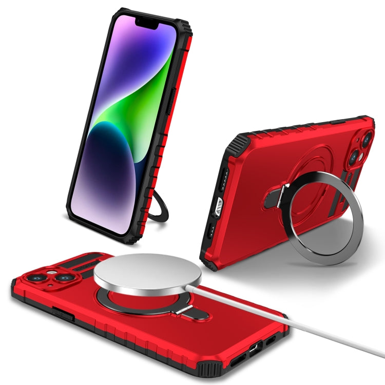 For iPhone 15 Plus MagSafe Magnetic Holder Phone Case(Red) - iPhone 15 Plus Cases by PMC Jewellery | Online Shopping South Africa | PMC Jewellery