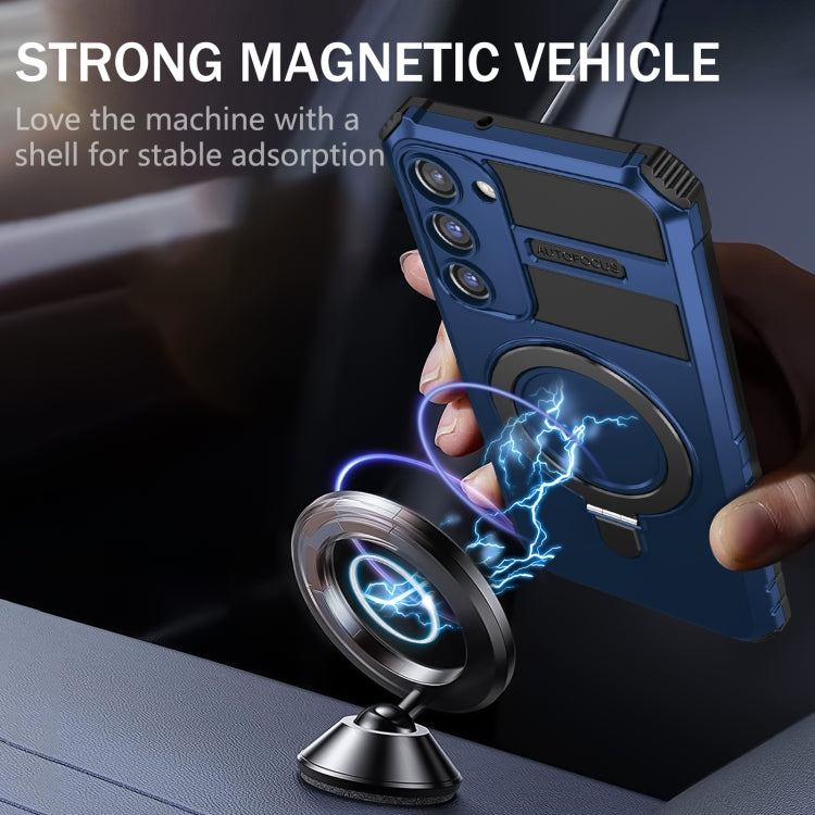 For Samsung Galaxy S23+ 5G MagSafe Magnetic Holder Phone Case(Blue) - Galaxy S23+ 5G Cases by PMC TechLife | Online Shopping South Africa | PMC TechLife