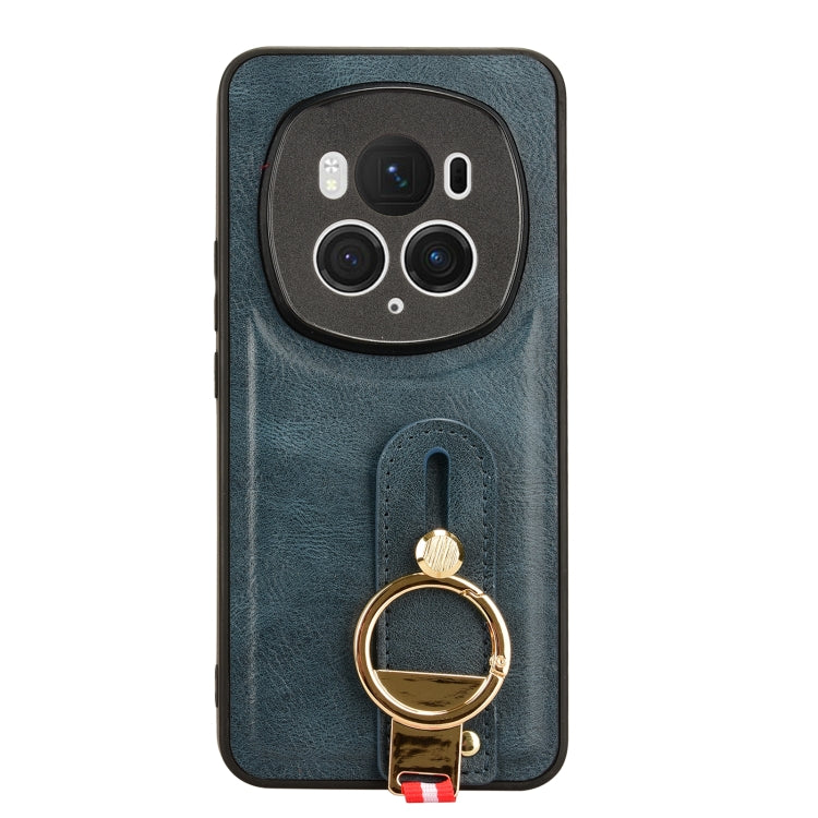 For Honor Magic6 Pro Wristband Leather Back Phone Case(Blue) - Honor Cases by PMC Jewellery | Online Shopping South Africa | PMC Jewellery | Buy Now Pay Later Mobicred