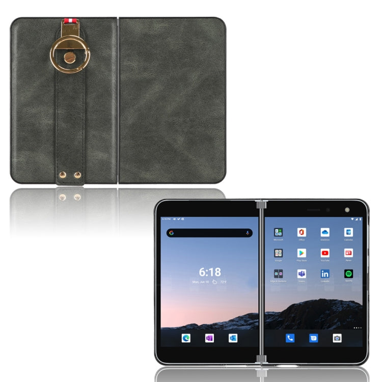 For Microsoft Surface Duo Wristband Leather Back Phone Case(Green) - Microsoft by PMC TechLife | Online Shopping South Africa | PMC TechLife | Buy Now Pay Later Mobicred