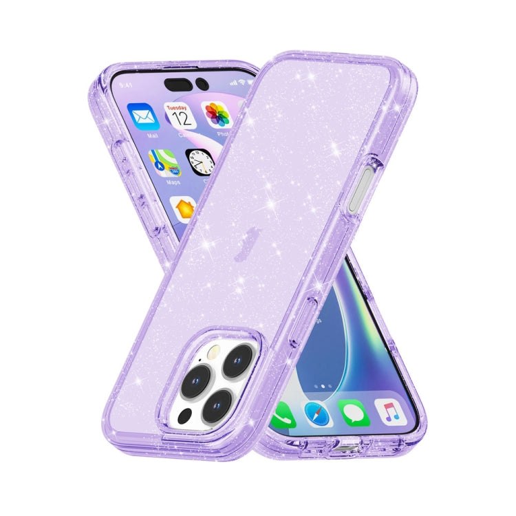 For iPhone 16 Pro Shockproof Terminator Glitter Powder Phone Case(Purple) - iPhone 16 Pro Cases by PMC TechLife | Online Shopping South Africa | PMC TechLife | Buy Now Pay Later Mobicred