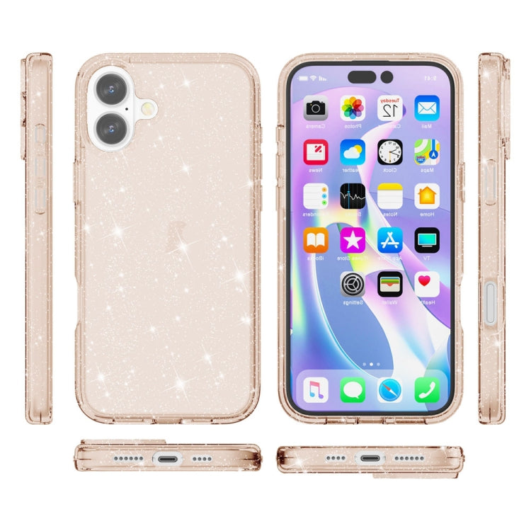 For iPhone 16 Shockproof Terminator Glitter Powder Phone Case(Gold) - iPhone 16 Cases by PMC TechLife | Online Shopping South Africa | PMC TechLife | Buy Now Pay Later Mobicred
