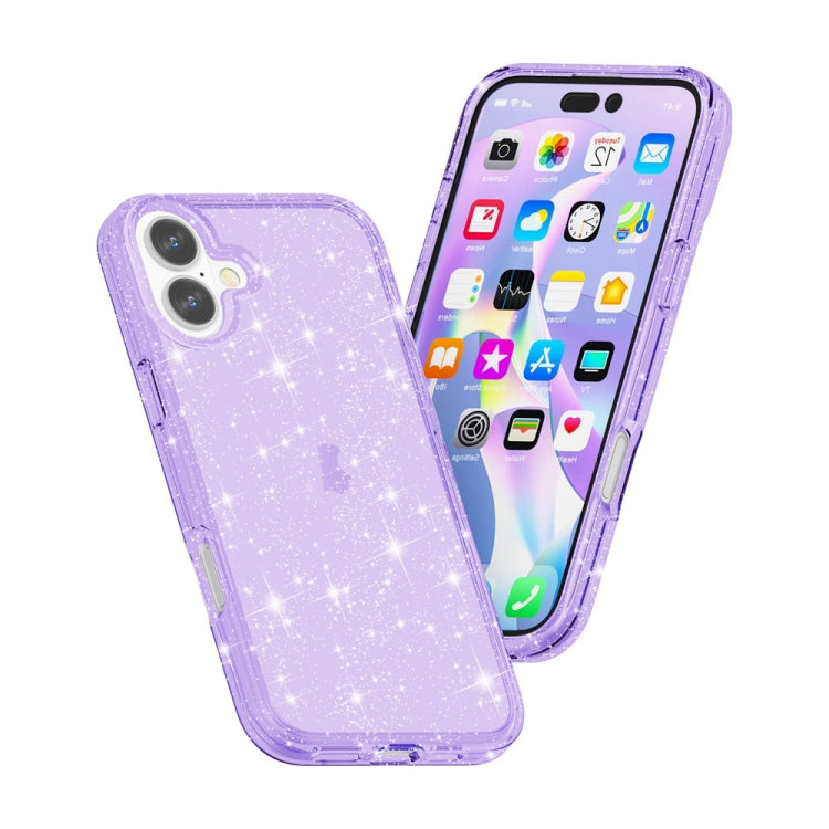 For iPhone 16 Shockproof Terminator Glitter Powder Phone Case(Purple) - iPhone 16 Cases by PMC Jewellery | Online Shopping South Africa | PMC Jewellery | Buy Now Pay Later Mobicred