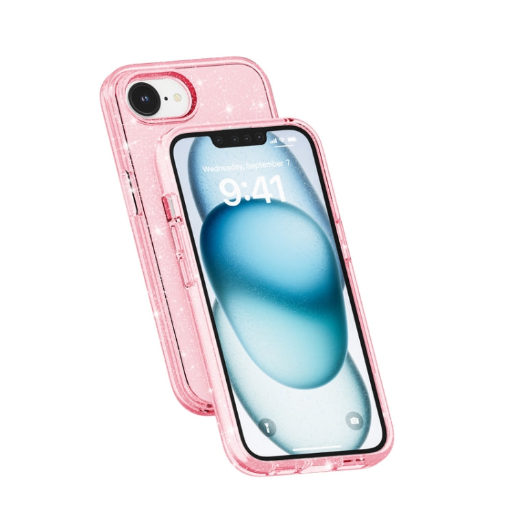 For iPhone 16e Shockproof Terminator Glitter Powder Phone Case(Pink) - iPhone 16e Cases by PMC TechLife | Online Shopping South Africa | PMC TechLife | Buy Now Pay Later Mobicred