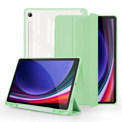 For Samsung Galaxy Tab S9 3-folding Acrylic Smart Leather Tablet Case(Green) - Galaxy Tab S9 Cases by PMC Jewellery | Online Shopping South Africa | PMC Jewellery | Buy Now Pay Later Mobicred