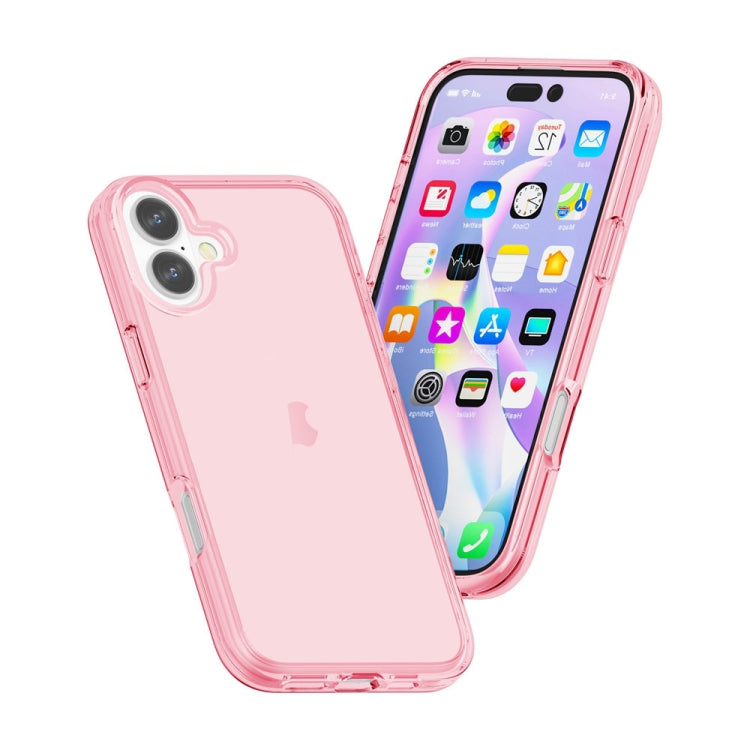 For iPhone 16 Shockproof Terminator Transparent Phone Case(Pink) - iPhone 16 Cases by PMC Jewellery | Online Shopping South Africa | PMC Jewellery | Buy Now Pay Later Mobicred