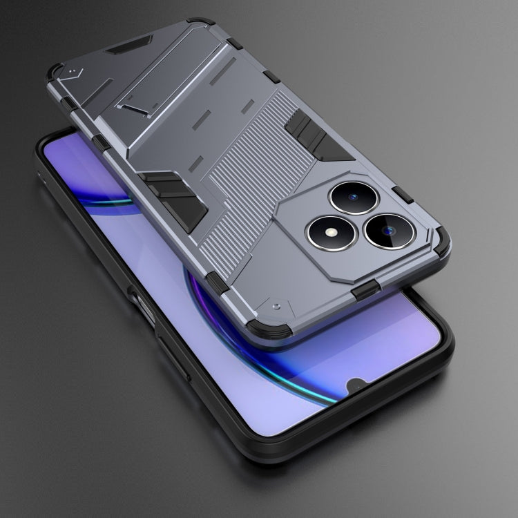 For Realme C53 4G Punk Armor 2 in 1 PC + TPU Phone Case with Holder(Grey) - Realme Cases by PMC Jewellery | Online Shopping South Africa | PMC Jewellery | Buy Now Pay Later Mobicred