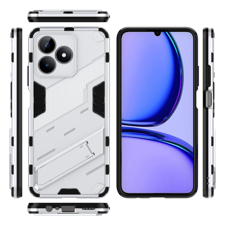 For Realme C53 4G Punk Armor 2 in 1 PC + TPU Phone Case with Holder(White) - Realme Cases by PMC Jewellery | Online Shopping South Africa | PMC Jewellery | Buy Now Pay Later Mobicred