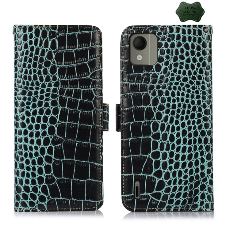 For Nokia C110 Crocodile Top Layer Cowhide Leather Phone Case(Green) - Nokia Cases by PMC TechLife | Online Shopping South Africa | PMC TechLife | Buy Now Pay Later Mobicred