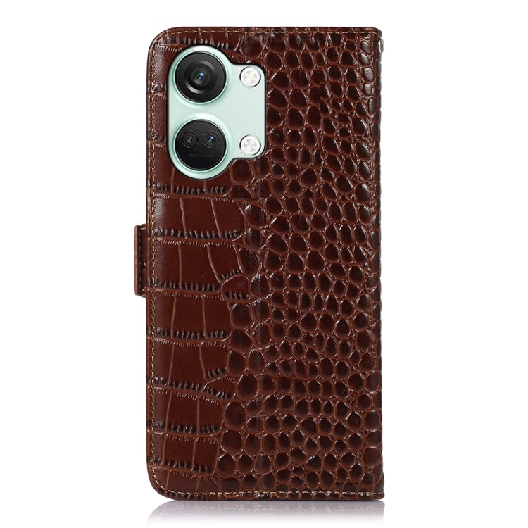 For OnePlus Nord 3 / Ace 2V Crocodile Top Layer Cowhide Leather Phone Case(Brown) - OnePlus Cases by PMC TechLife | Online Shopping South Africa | PMC TechLife | Buy Now Pay Later Mobicred