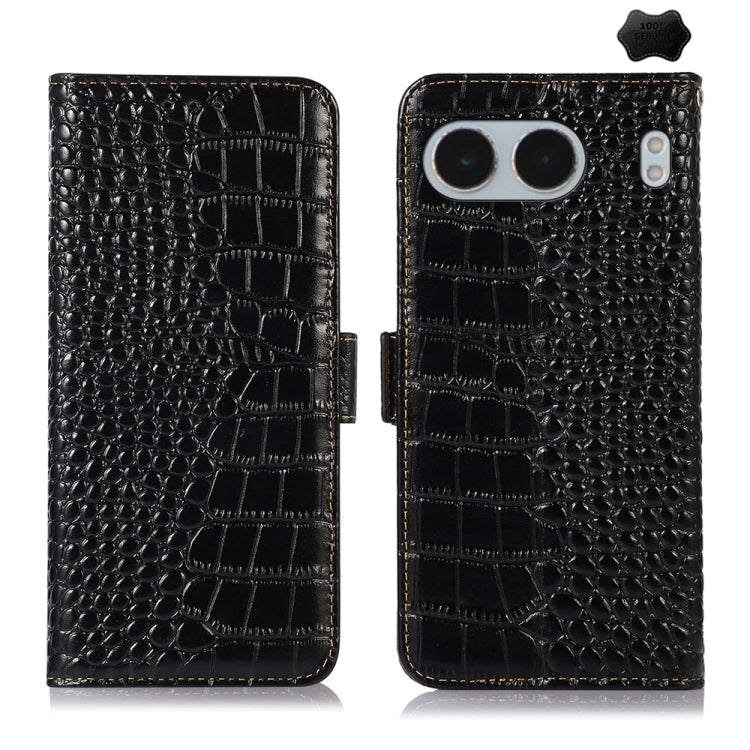 For OnePlus Nord 4 Crocodile Top Layer Cowhide Leather Phone Case(Black) - OnePlus Cases by PMC TechLife | Online Shopping South Africa | PMC TechLife | Buy Now Pay Later Mobicred