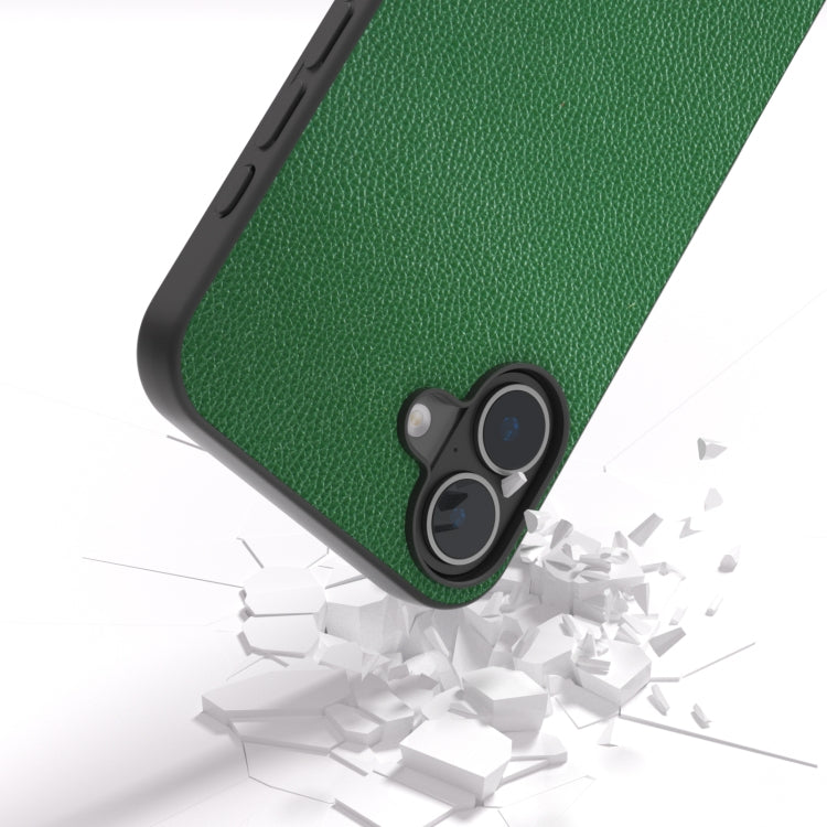 For iPhone 16 ABEEL Black Edge Genuine Leather Mino Phone Case(Green) - iPhone 16 Cases by PMC TechLife | Online Shopping South Africa | PMC TechLife | Buy Now Pay Later Mobicred