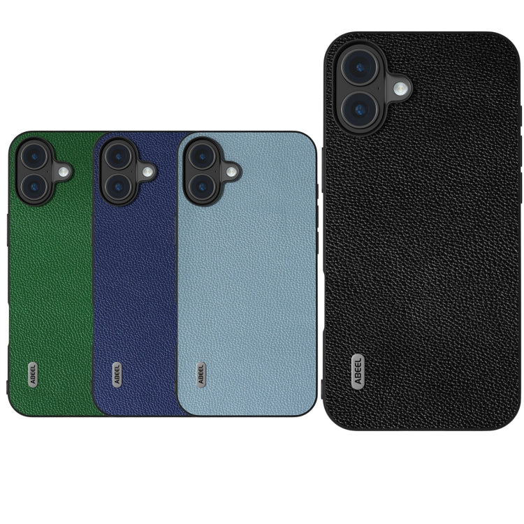 For iPhone 16 ABEEL Black Edge Genuine Leather Mino Phone Case(Green) - iPhone 16 Cases by PMC TechLife | Online Shopping South Africa | PMC TechLife | Buy Now Pay Later Mobicred
