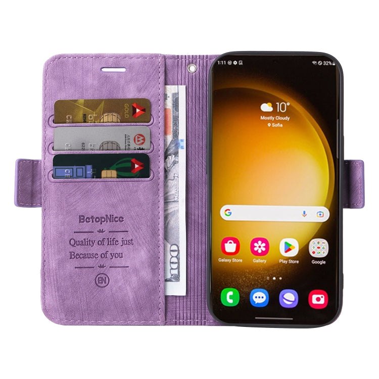 For Samsung Galaxy S24 Ultra BETOPNICE Dual-side Buckle Leather Phone Case(Purple) - Galaxy Phone Cases by BETOPNICE | Online Shopping South Africa | PMC Jewellery | Buy Now Pay Later Mobicred