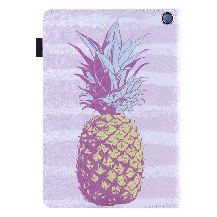 For Amazon Fire Max 11 2023 Colored Drawing Leather Smart Tablet Case(Gold Pineapple) - Amazon by PMC TechLife | Online Shopping South Africa | PMC TechLife | Buy Now Pay Later Mobicred