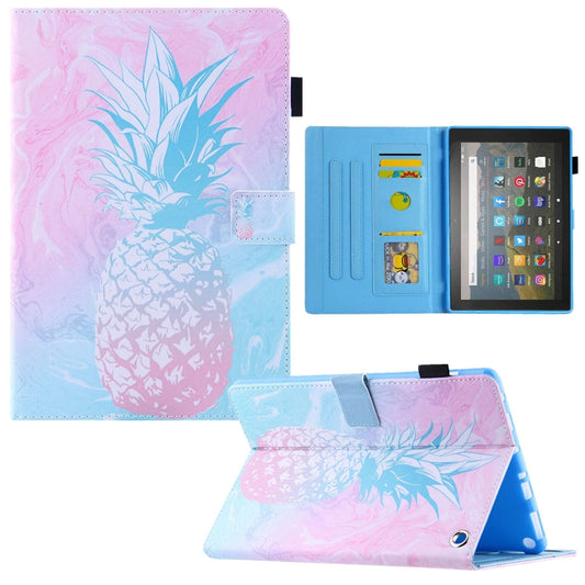 For Amazon Fire Max 11 2023 Colored Drawing Leather Smart Tablet Case(Blue Pink Pineapple) - Amazon by PMC Jewellery | Online Shopping South Africa | PMC Jewellery | Buy Now Pay Later Mobicred