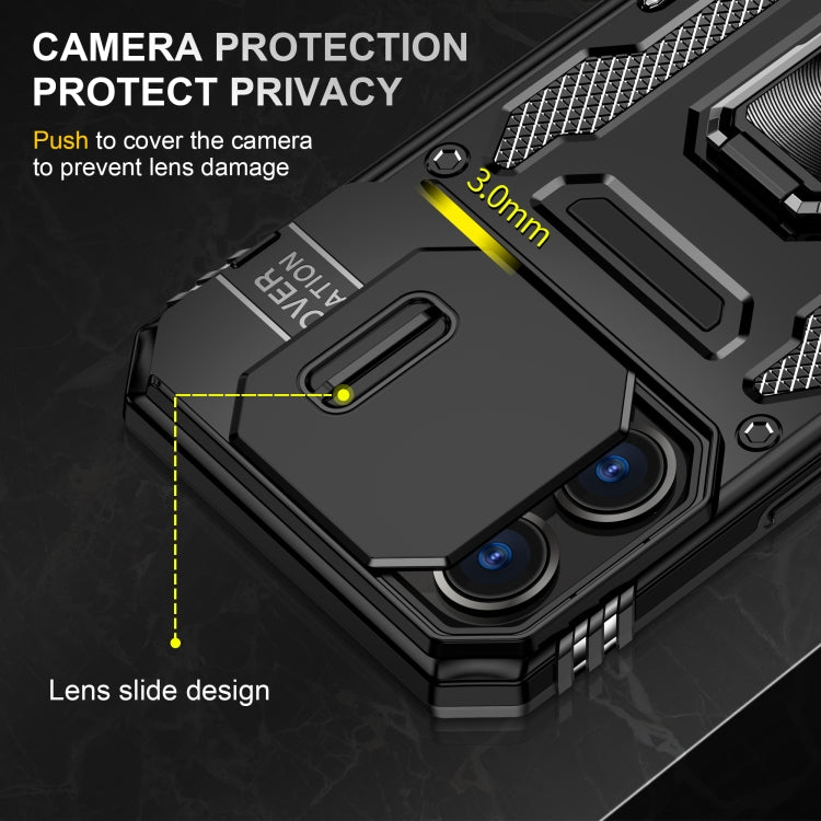 For iPhone 16 Pro Armor PC + TPU Camera Shield Phone Case(Black) - iPhone 16 Pro Cases by PMC TechLife | Online Shopping South Africa | PMC TechLife | Buy Now Pay Later Mobicred