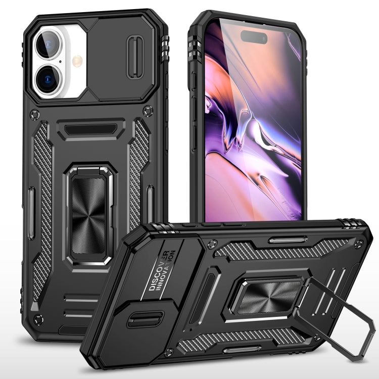 For iPhone 16 Plus Armor PC + TPU Camera Shield Phone Case(Black) - iPhone 16 Plus Cases by PMC TechLife | Online Shopping South Africa | PMC TechLife | Buy Now Pay Later Mobicred