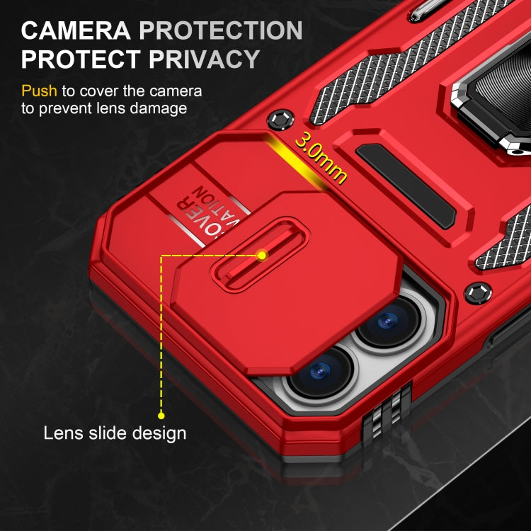 For iPhone 16 Plus Armor PC + TPU Camera Shield Phone Case(Red) - iPhone 16 Plus Cases by PMC TechLife | Online Shopping South Africa | PMC TechLife | Buy Now Pay Later Mobicred