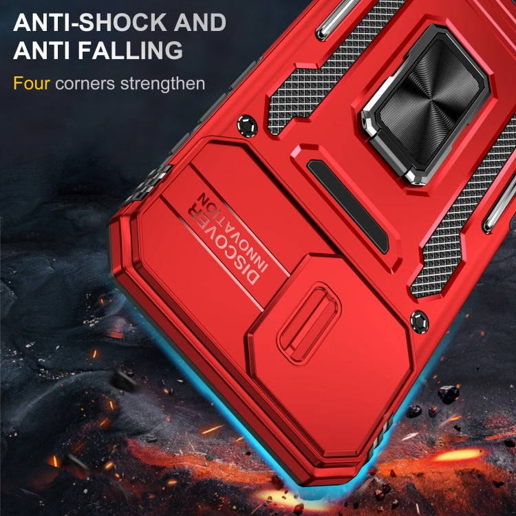 For iPhone 16 Armor PC + TPU Camera Shield Phone Case(Red) - iPhone 16 Cases by PMC TechLife | Online Shopping South Africa | PMC TechLife | Buy Now Pay Later Mobicred
