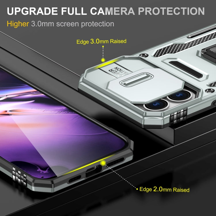 For iPhone 16 Armor PC + TPU Camera Shield Phone Case(Grey) - iPhone 16 Cases by PMC TechLife | Online Shopping South Africa | PMC TechLife | Buy Now Pay Later Mobicred