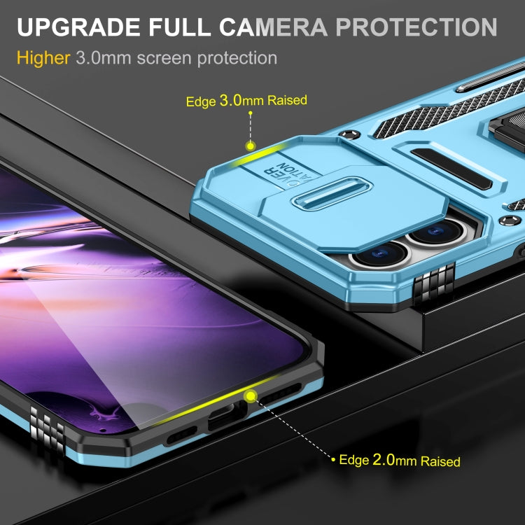 For iPhone 16 Armor PC + TPU Camera Shield Phone Case(Light Blue) - iPhone 16 Cases by PMC TechLife | Online Shopping South Africa | PMC TechLife | Buy Now Pay Later Mobicred