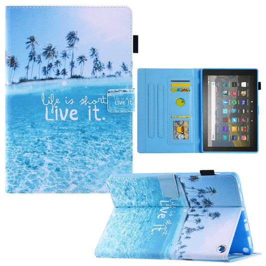 For Amazon Fire Max 11 2023 Colored Drawing Smart Leather Tablet Case(Beach) - Amazon by PMC Jewellery | Online Shopping South Africa | PMC Jewellery | Buy Now Pay Later Mobicred