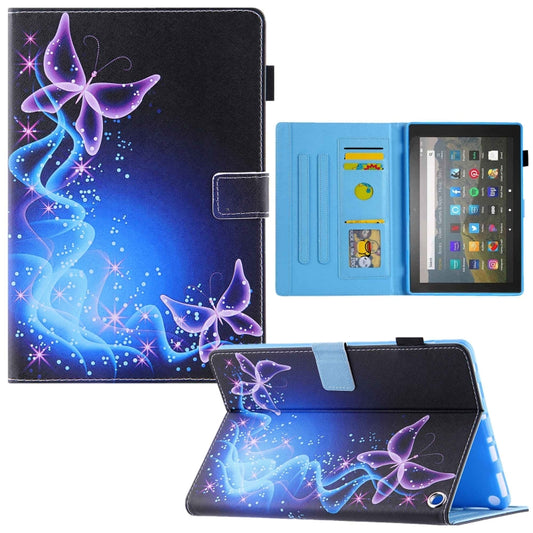 For Amazon Fire Max 11 2023 Colored Drawing Leather Smart Tablet Case(Dual Purple Butterflies) - Amazon by PMC Jewellery | Online Shopping South Africa | PMC Jewellery | Buy Now Pay Later Mobicred