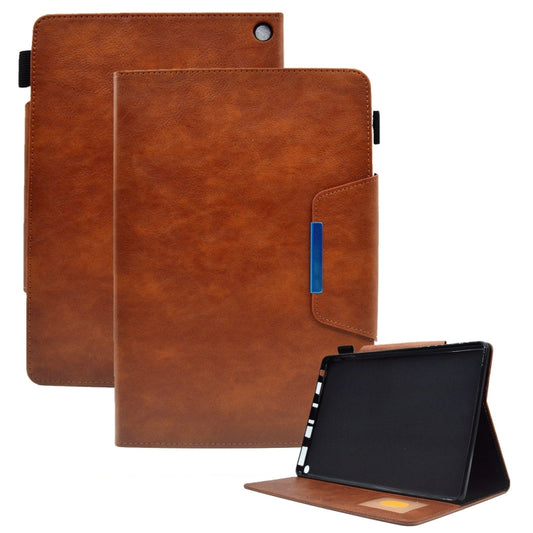 For Amazon Fire Max 11 2023 Suede Cross Texture Magnetic Clasp Leather Tablet Case(Brown) - Amazon by PMC Jewellery | Online Shopping South Africa | PMC Jewellery | Buy Now Pay Later Mobicred