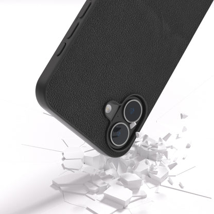 For iPhone 16 Plus ABEEL Genuine Leather Wave Black Edge Phone Case(Black) - iPhone 16 Plus Cases by PMC Jewellery | Online Shopping South Africa | PMC Jewellery | Buy Now Pay Later Mobicred