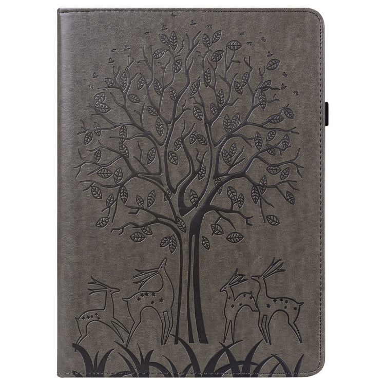 For Amazon Fire Max 11 Tree & Deer Embossed Leather Tablet Case(Grey) - Amazon by PMC TechLife | Online Shopping South Africa | PMC TechLife | Buy Now Pay Later Mobicred