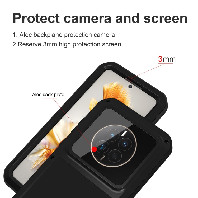 For Huawei Mate 50 Pro LOVE MEI POWERFUL Metal Shockproof Life Waterproof Dustproof Phone Case(Black) - Huawei Cases by LOVE MEI | Online Shopping South Africa | PMC Jewellery