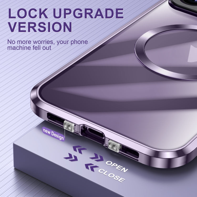 For iPhone 14 Pro Max Large Window Holder MagSafe Magnetic Metal Phone Case(Yellow) - iPhone 14 Pro Max Cases by PMC TechLife | Online Shopping South Africa | PMC TechLife