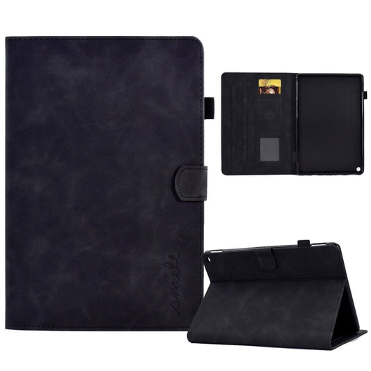 For Amazon Fire Max 11 2023 Embossed Smile Flip Smart Leather Tablet Case(Black) - Amazon by PMC Jewellery | Online Shopping South Africa | PMC Jewellery | Buy Now Pay Later Mobicred