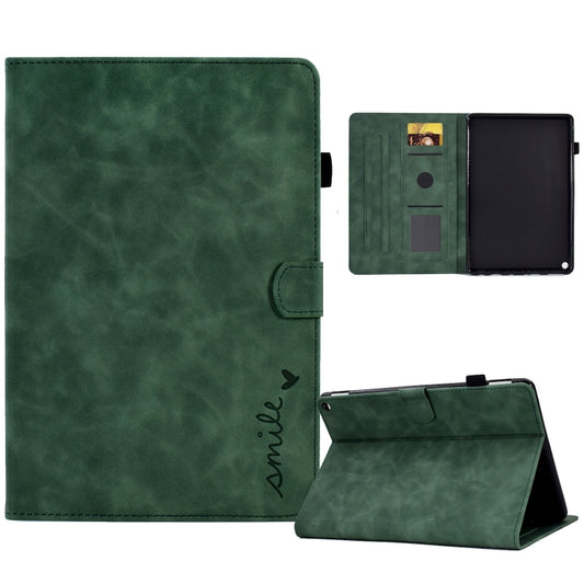 For Amazon Fire Max 11 2023 Embossed Smile Flip Smart Leather Tablet Case(Green) - Amazon by PMC Jewellery | Online Shopping South Africa | PMC Jewellery | Buy Now Pay Later Mobicred