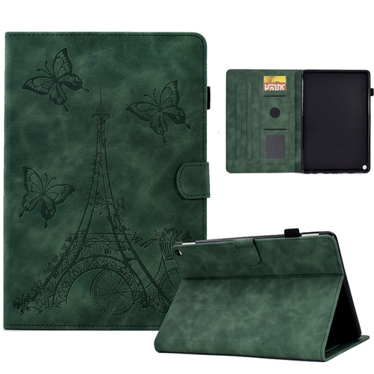 For Amazon Fire Max 11 2023 Embossed Tower Flip Smart Leather Tablet Case(Green) - Amazon by PMC Jewellery | Online Shopping South Africa | PMC Jewellery | Buy Now Pay Later Mobicred