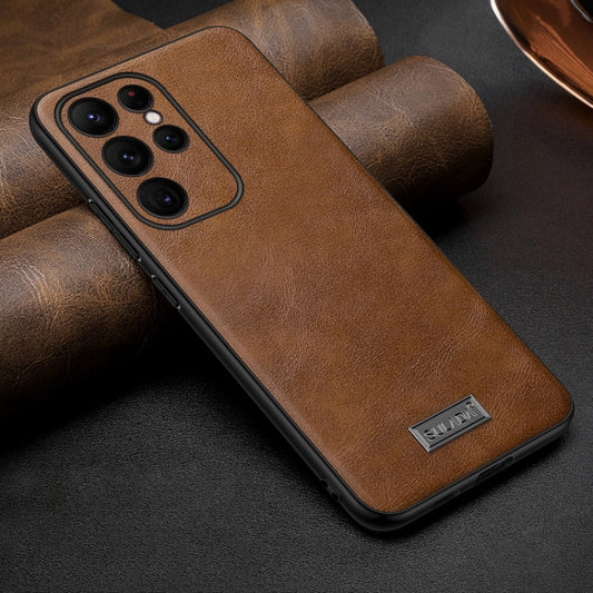 For Samsung Galaxy S25 Ultra 5G SULADA Shockproof TPU Hybrid Handmade Leather Phone Case(Brown) - Galaxy S25 Ultra 5G Cases by SULADA | Online Shopping South Africa | PMC Jewellery | Buy Now Pay Later Mobicred