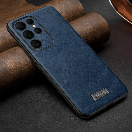 For Samsung Galaxy S25 Ultra 5G SULADA Shockproof TPU Hybrid Handmade Leather Phone Case(Blue) - Galaxy S25 Ultra 5G Cases by SULADA | Online Shopping South Africa | PMC Jewellery | Buy Now Pay Later Mobicred