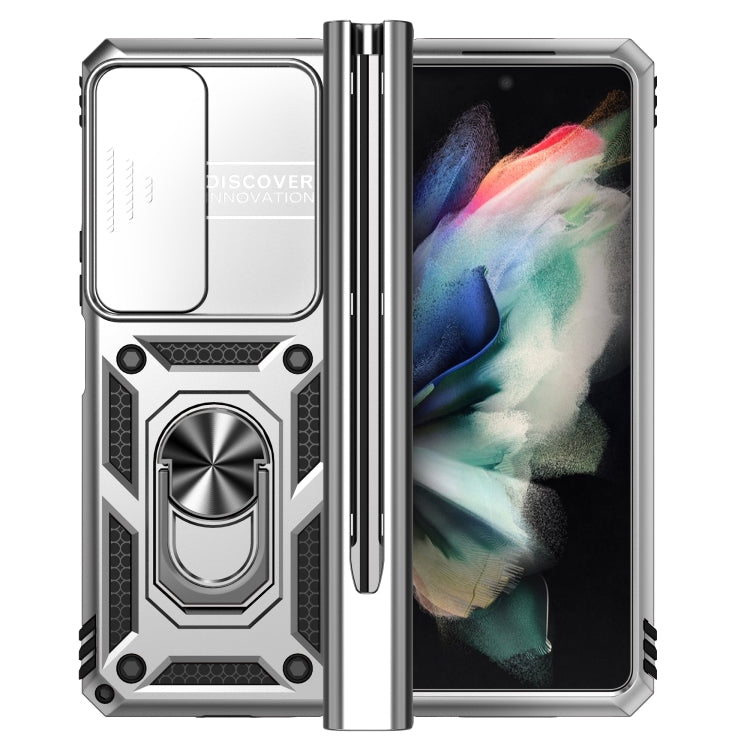 For Samsung Galaxy Z Fold4 Sliding Camshield Holder Phone Case(Silver) - Galaxy Z Fold4 5G Cases by PMC TechLife | Online Shopping South Africa | PMC TechLife