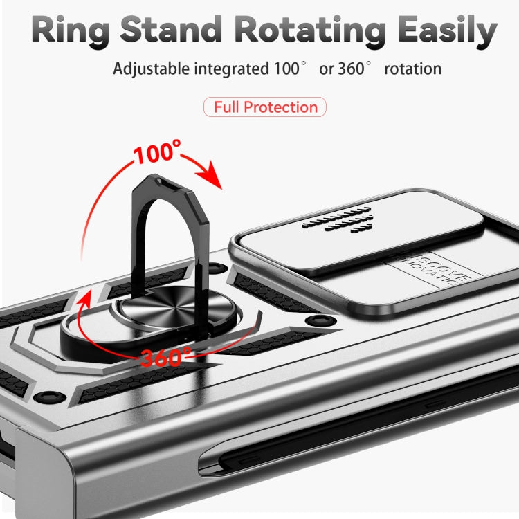 For Samsung Galaxy Z Fold4 Sliding Camshield Holder Phone Case(Silver) - Galaxy Z Fold4 5G Cases by PMC TechLife | Online Shopping South Africa | PMC TechLife