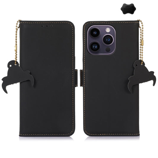 For iPhone 16 Pro Genuine Leather Magnetic RFID Leather Phone Case(Black) - iPhone 16 Pro Cases by PMC Jewellery | Online Shopping South Africa | PMC Jewellery | Buy Now Pay Later Mobicred