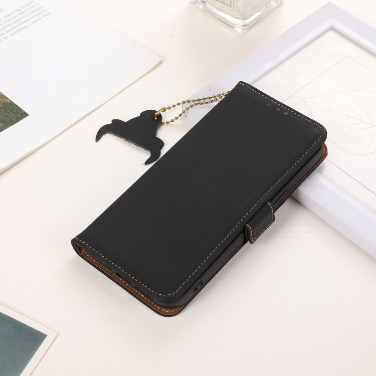 For iPhone 16 Pro Genuine Leather Magnetic RFID Leather Phone Case(Black) - iPhone 16 Pro Cases by PMC Jewellery | Online Shopping South Africa | PMC Jewellery | Buy Now Pay Later Mobicred