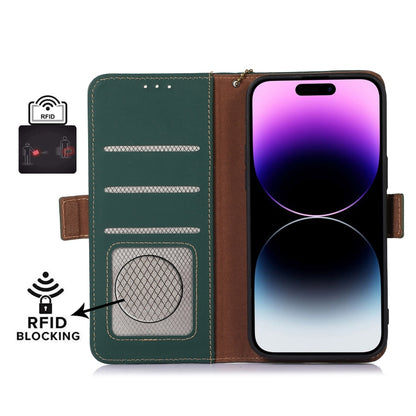 For iPhone 16 Pro Genuine Leather Magnetic RFID Leather Phone Case(Green) - iPhone 16 Pro Cases by PMC Jewellery | Online Shopping South Africa | PMC Jewellery | Buy Now Pay Later Mobicred